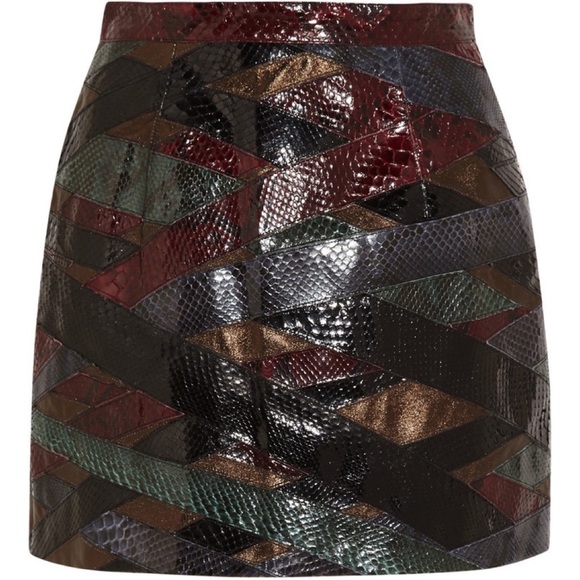 EMILIO PUCCI RUNWAY Patchwork Python And Metallic Leather Mini Skirt IT42 NWT - Picture 9 of 11